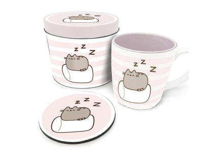 Dárková sada hrnek + podtácek + plechovka Marshmallow, Pusheen