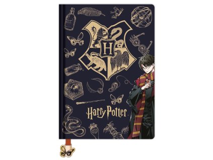 Zápisník modrý se zlatým potiskem Bradavice, Harry Potter