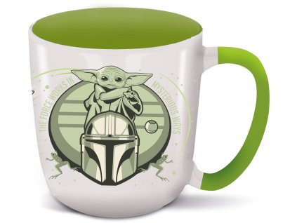 Hrnek bílý/zelený s potiskem, Mandalorian