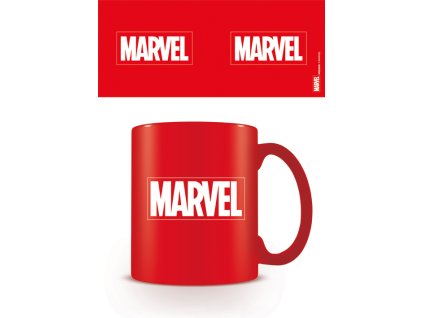 Hrnek červený s bílým nápisem , Marvel