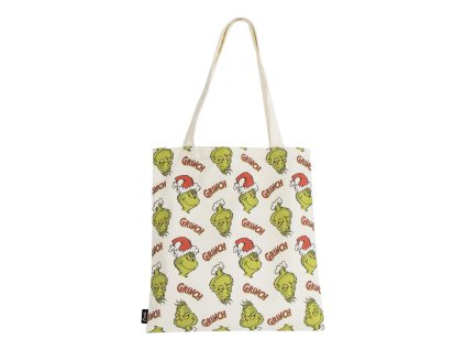 Látková taška bílá s nápisy, Grinch