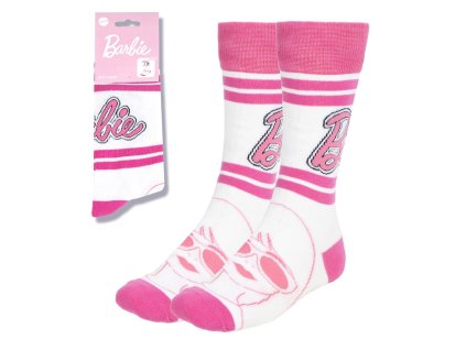 Ponožky bílé s růžovým logem, Barbie