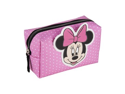 Cestovní kosmetická taška s puntíky, Minnie s růžovou mašlí