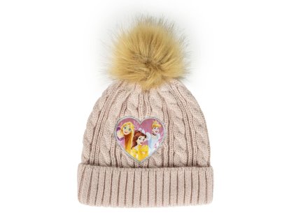 Čepice s bambulí béžová, Disney Princess