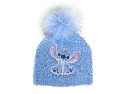 Čepice s bambulí světle modrá, Stitch
