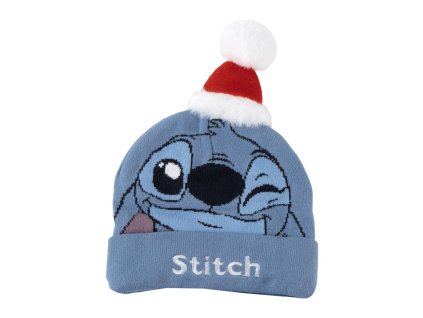 Čepice vánoční modrá, Stitch