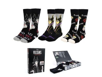 Dárková sada ponožek v černé krabičce, Disney Villains