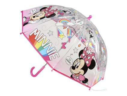 Deštník průsvitný růžový, Minnie
