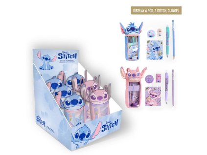 Penál plyšový modrý, Stitch