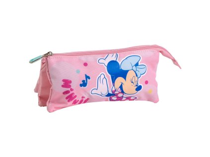 Penál se třemi kapsami růžový, Minnie