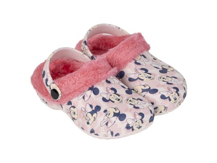 Pantofle gumové s páskem zatelnené světle růžové Minnie (Velikost 32/33)