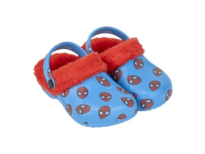 Pantofle gumové s páskem zateplené modré Spider Man (Velikost 32/33)