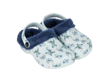 Pantofle gumové s páskem zateplené světle modré Stitch (Velikost 32/33)