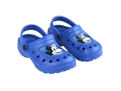Pantofle gumové s páskem, modré, Mickey Mouse