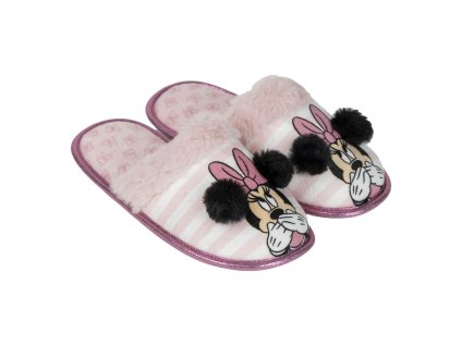 Papuče růžové pruhované Minnie (Velikost 34/35)