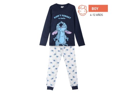 Pyžamo dětské dlouhé tmavě modré Stitch (Velikost 14 let)