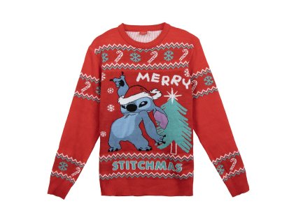 Svetr vánoční červený Stitch (Velikost 2XL)
