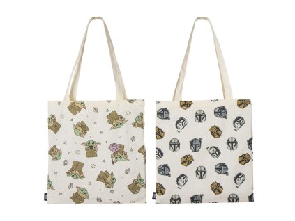 Látková taška bílá s postavičkami, Mandalorian