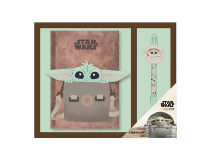 Dárková sada: zápisník + propiska Grogu, Mandalorian