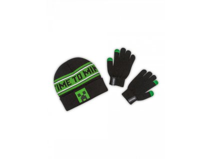 darkovy set minecraft time to mine detska cepice a rukavice 900w