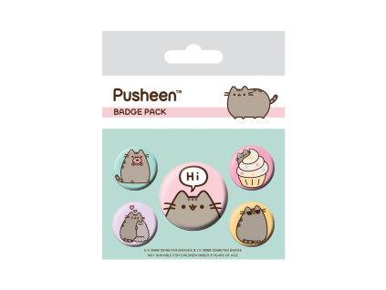 Set 5 ks odznáčků, Pusheen