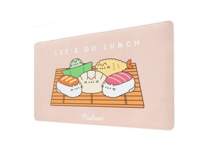 pusheen sushi roll vegan leather mouse pad
