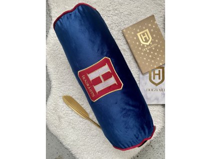 Polštář válec, modrý s červenými detaily, Harry Potter