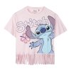 Tričko dívčí s třásněmi růžové Stitch (Velikost 14 let)