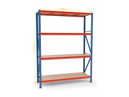 Végtelen ipari állvány 2400x1830x600 4-polc, teherbírás 3600 kg -alap egység