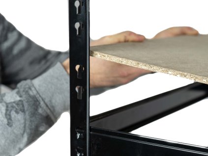 Lakkozott fém Salgó polc 1800×1600×450 mm, 4 polcos, teherbírás 1000 kg - FEKETE