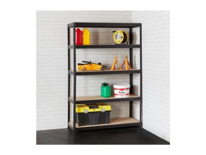 Lakkozott fém Salgó polc 2250×1600×450 mm, 5 polcos, teherbírás 1250 kg - FEKETE