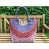 Mahari - Textilní taška s mandalou - fialovo-modrá, velká kabelka, plážová taška, indická kabelka, DOPRAVA ZDARMA