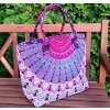 Mahari -  Textilní taška s mandalou - růžovo-fialová, velká kabelka, plážová taška, indická kabelka, DOPRAVA ZDARMA