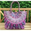 Mahari textilní taška s mandalou - velká kabelka, plážová taška, indická kabelka, fialová, DOPRAVA ZDARMA