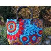 Mahari Indická kabelka textilní - indická taška s mandalou, vyšívaná kabelka, taška z Indie, modro-červená, DOPRAVA ZDARMA