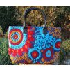 Mahari Indická kabelka textilní - indická taška s mandalou, vyšívaná kabelka, taška z Indie, modro-červená, DOPRAVA ZDARMA