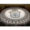 Bavlněný indický přehoz, dekorace na zeď - přehoz na postel, jóga podložka, ruka Fatimy černo bílá, tapisérie, doprava zdarma, II. jakost