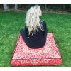 Mandala povlak na sedací meditační indický polštář, čtvercový červeno-zlatý, bavlna, doprava zdarma