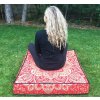 Mandala povlak na sedací meditační indický polštář, čtvercový červeno-zlatý, bavlna, doprava zdarma