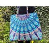 Textilní taška  Mahari s mandalou - velká kabelka, plážová taška, indická taška, DOPRAVA ZDARMA