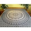 Bavlněná mandala, dekorace na zeď - XL přehoz na postel, jóga podložka, černo-šedá, tapisérie, doprava zdarma