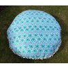 Mandala povlak na sedací meditační indický polštář s pompomy, modrý, bavlna, doprava zdarma