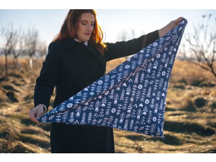 designový šátek Kinn - modrotisk