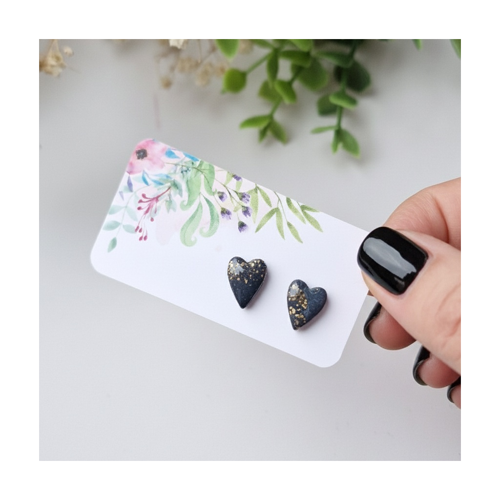 Mairi - náušnice srdíčka černá