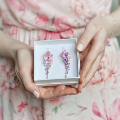Mairi náušnice růzová fialová