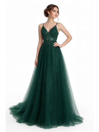 Dámské dlouhé společenské šaty na spagetová ramínka 9369