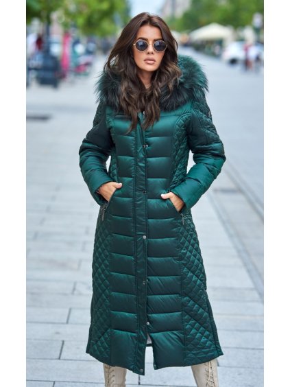madlen elegantni damska zimni bunda s pravou kozesinou zelena (3)