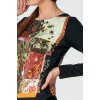 Přiléhavá černá dámská halenka s barevným obrazem