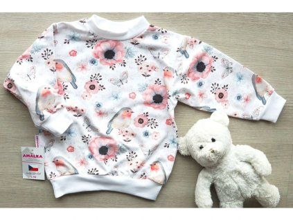 Dětská mikina Ptáčci - bavlna s elastanem