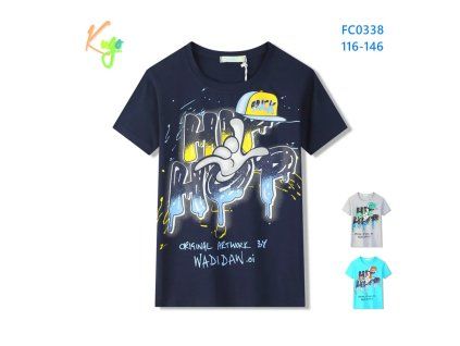 Dětské tričko 100% bavlna - Modrá/Šedá